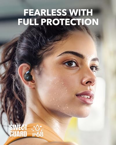 Soundcore Sport X20 by Anker, True-Wireless Workout Earbuds, Rotatable and Extendable Ear Hooks, Noise Cancelling, Deep Bass, IP68 Waterproof, Sweatproof, Dustproof, 48H Play, Sport Earbuds for Gym