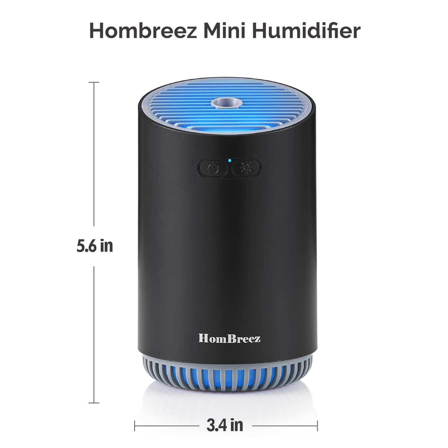 HomBreez Mini Humidifier, Cool Mist Humidifier for Baby, 320ml Small Air Humidifier for Bedroom Plants Indoor, Portable Humidifier for Car Outdoor, 2 Mist Mode with LED Light and Auto Shut-Off (Black)