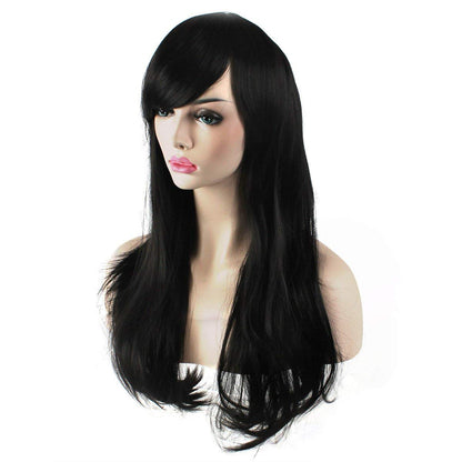 Akstore 28 inch Fashion Wigs Long Wavy Curly Hair Cosplay Wig & Wig Cap (Black)