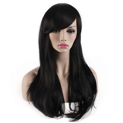 Akstore 28 inch Fashion Wigs Long Wavy Curly Hair Cosplay Wig & Wig Cap (Black)