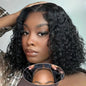 Wear and Go Bob Wigs Human Hair Deep Wave Glueless Wigs Human Hair Pre Plucked Pre Cut 180% Density Curly Human Hair Bob Wigs For Black Women Beginner Friendly (Glueless Curly Wig, 12inch)