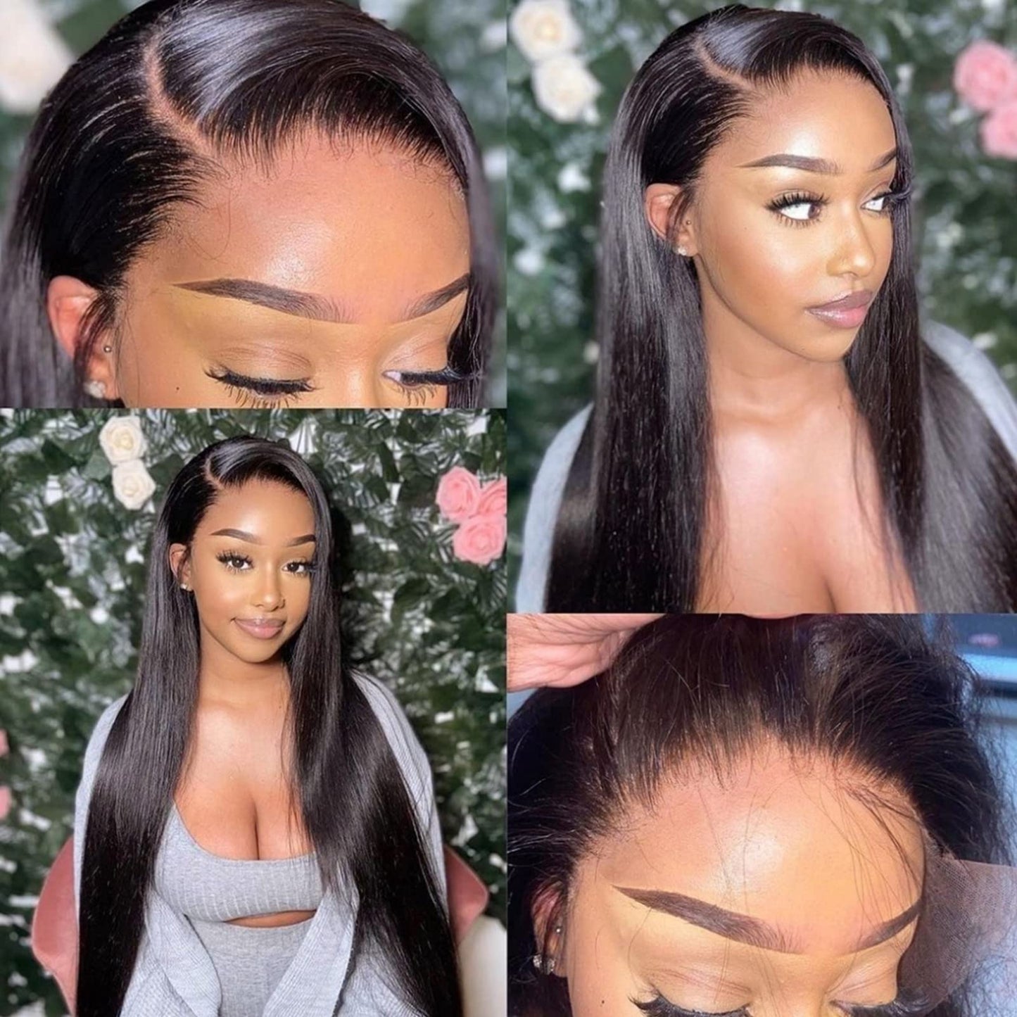 Queen Story 13x4 Lace Front Wigs Human Hair Pre Plucked with Baby Hair 180% Density Brazilian Straight Human Hair Wigs for Black Women 9A Glueless HD Lace Frontal Wigs (20inch, Natural Color)