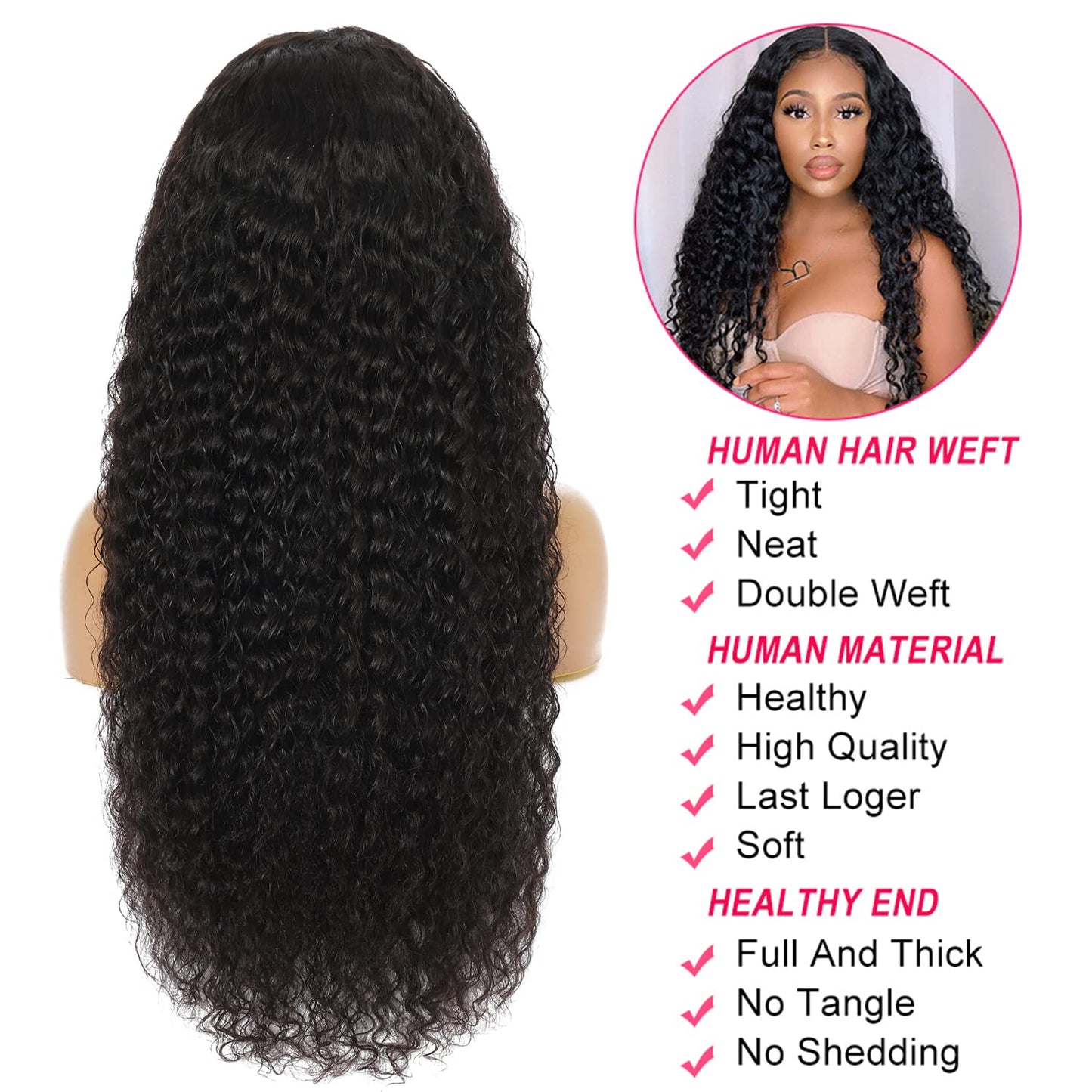 Deep Wave Lace Front Wigs Human Hair 180% Density Wet and Wavy 13x4 Deep Wave Frontal Wigs Human Hair HD Lace Curly Wigs for Women Pre Plucked with Baby Hair Curly Lace Front Wig Human Hair 26 Inch