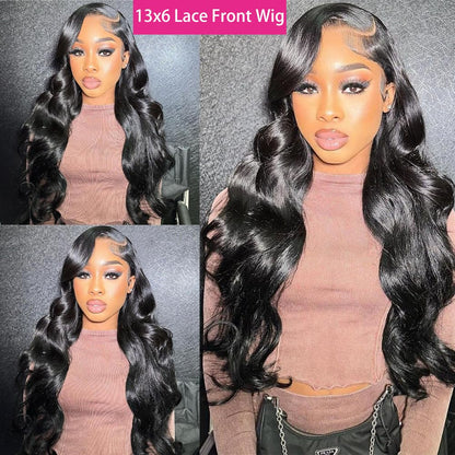 Glegov 13x6 Lace Front Wigs Human Hair Pre Plucked 28 Inch Body Wave Lace Frontal Wigs Human Hair 210% Density HD Skin-Like Lace Front Wig Glueless Wigs Human Hair Wear and Go Body Wave Wig for Women