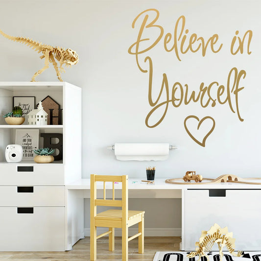 Fun Believe in yourself Wall Stickers Home Decor Girls Bedroom Sticker For Home Decor Living Room Bedroom Decal Mural