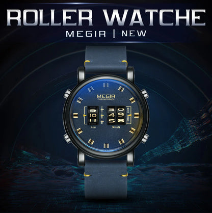 MEGIR 2020 New Luxury Watches Men Military Sport Roller Pointer Quartz Watch Man Fashion Stainless Steel Mesh Strap Wristwatch