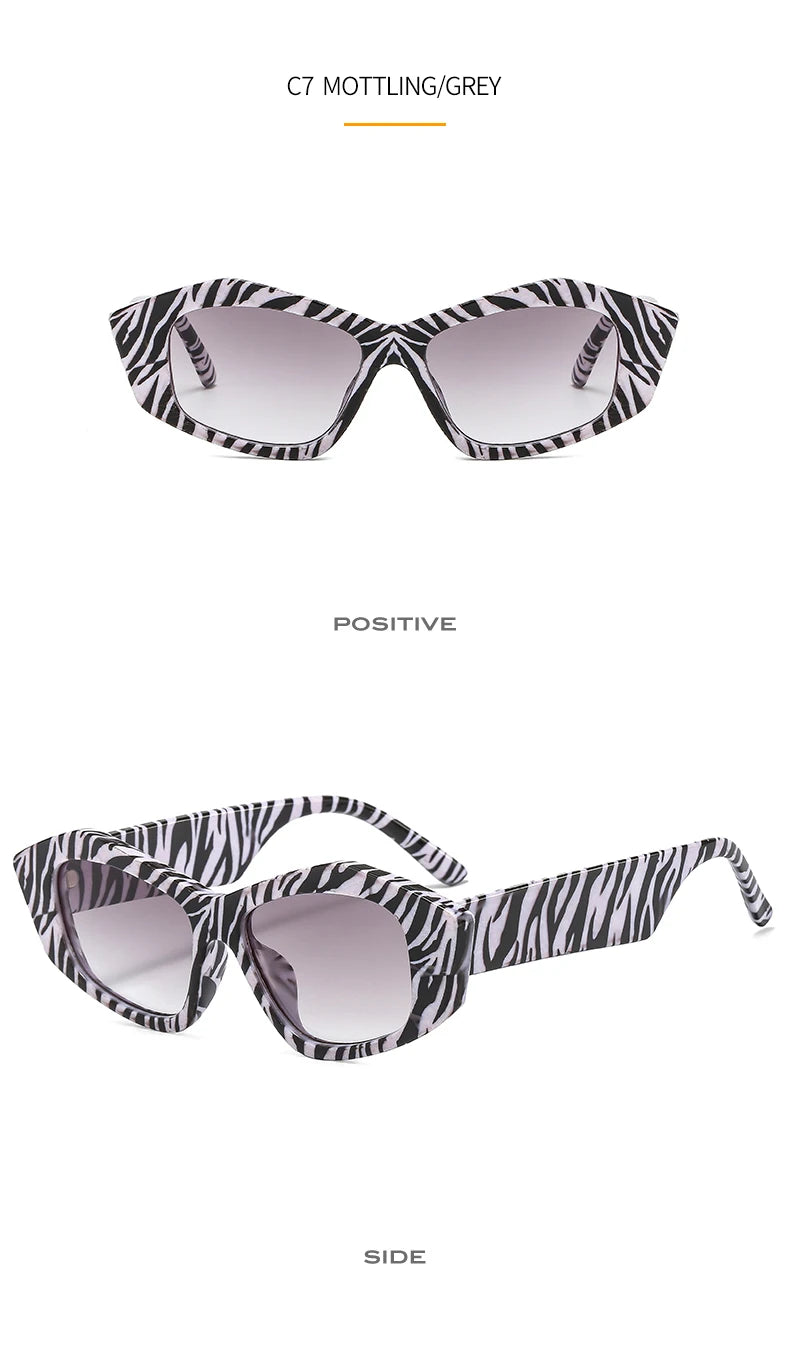 2021 New Fashion Cat Eye Sunglasses Women Men Cool PC Gradients Lens Leopard Zebra Pattern Trend Vintage Casual Sunglasses UV400