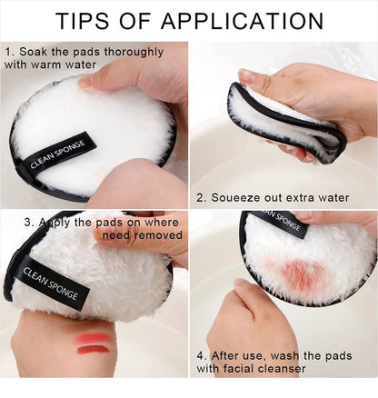 4pcs Reusable Discs Makeup Remover Pads Microfiber Cloth Face Cleansing Towel  Skin Care Washable Sponges Puff Clean Cosmetic