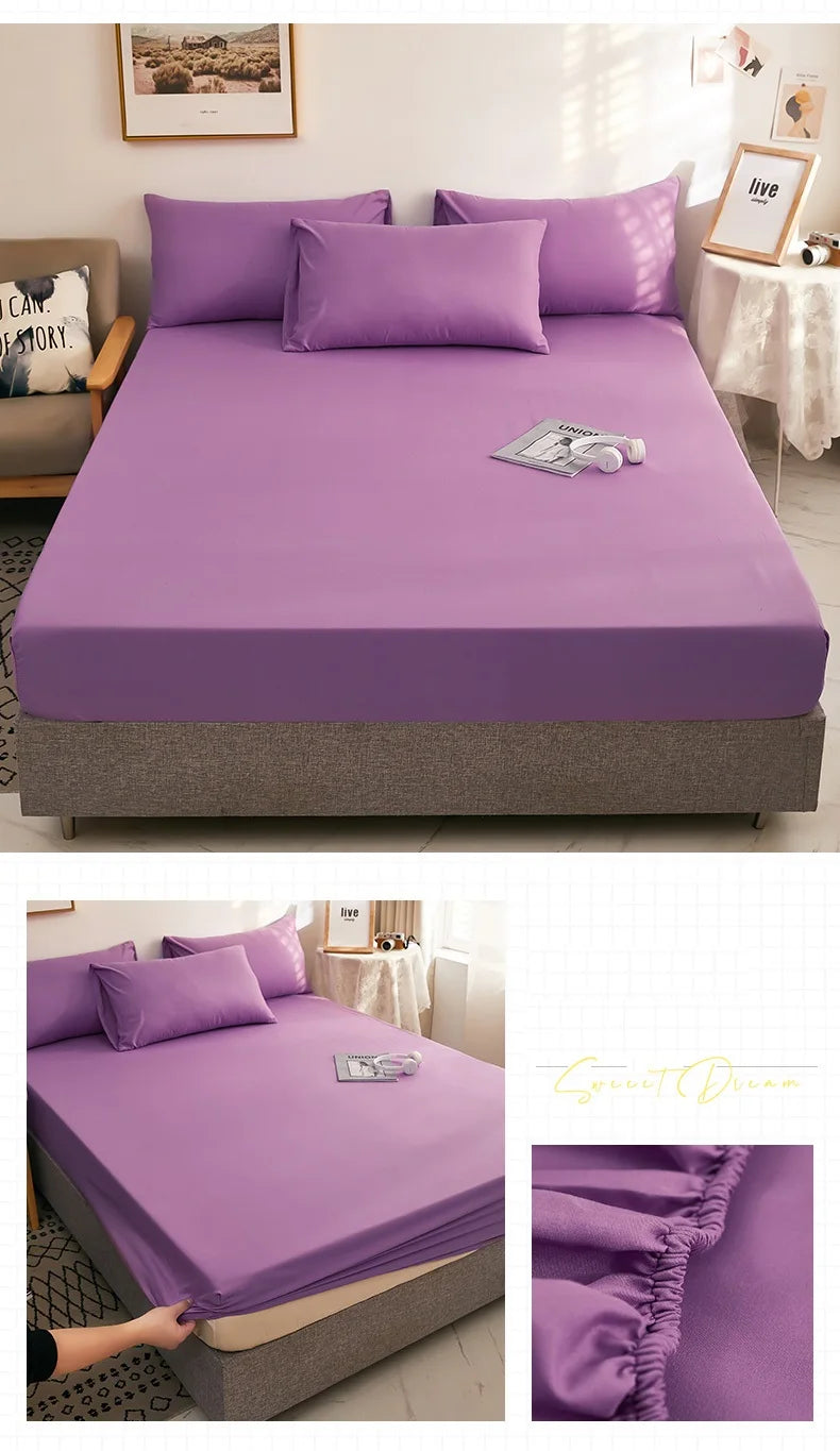 Bonenjoy 1pc Purple Bed Sheet Queen Size funda nordica cama 135 Fitted Sheet King Sheet on Elastic 180x200(without pillowcase