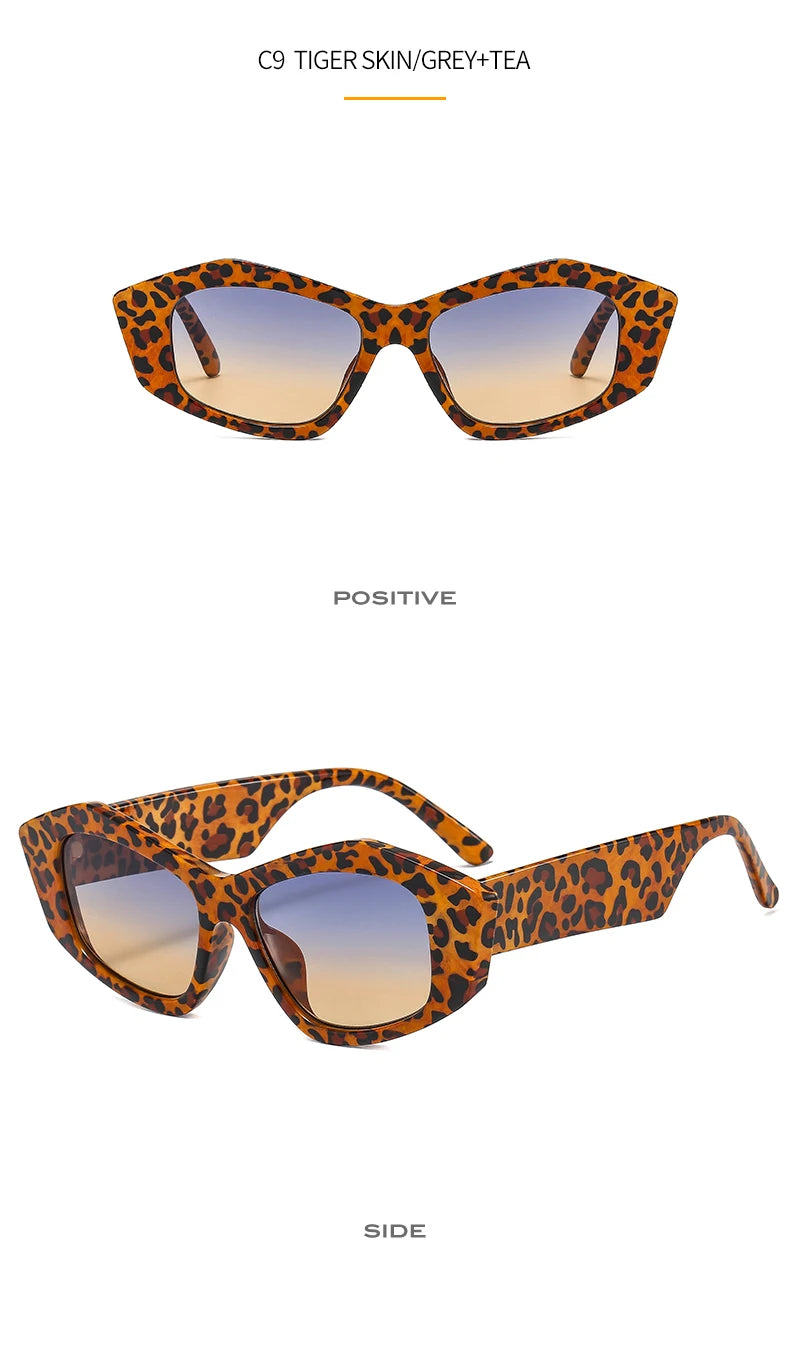 2021 New Fashion Cat Eye Sunglasses Women Men Cool PC Gradients Lens Leopard Zebra Pattern Trend Vintage Casual Sunglasses UV400