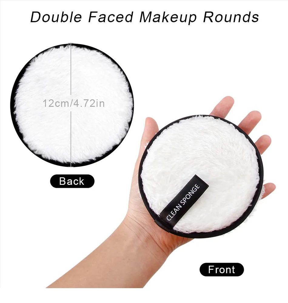 4pcs Reusable Discs Makeup Remover Pads Microfiber Cloth Face Cleansing Towel  Skin Care Washable Sponges Puff Clean Cosmetic