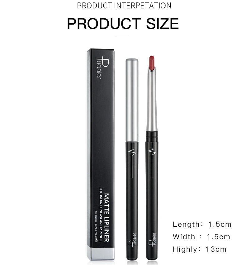 Pudaier Matte Lip Liner Pencil Waterproof Nude Sexy Lipstick Long-lasting Women Makeup Eyes Lipliner Contour Crayon Levre