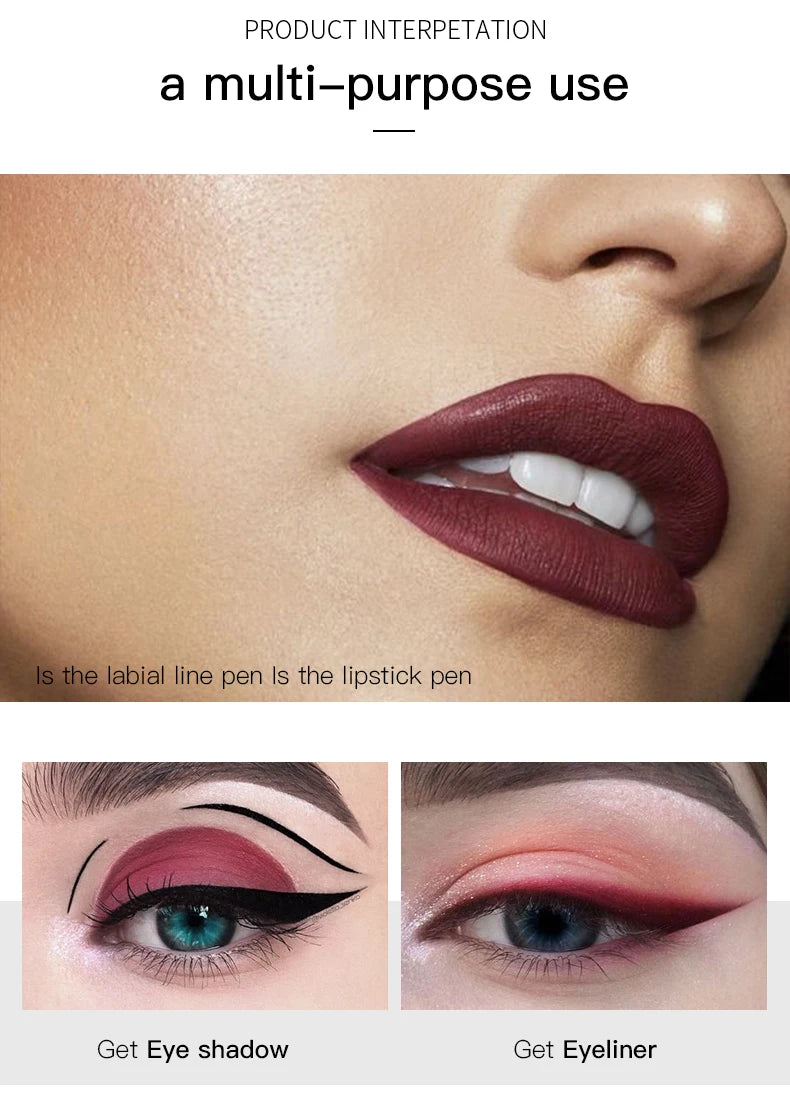 Pudaier Matte Lip Liner Pencil Waterproof Nude Sexy Lipstick Long-lasting Women Makeup Eyes Lipliner Contour Crayon Levre