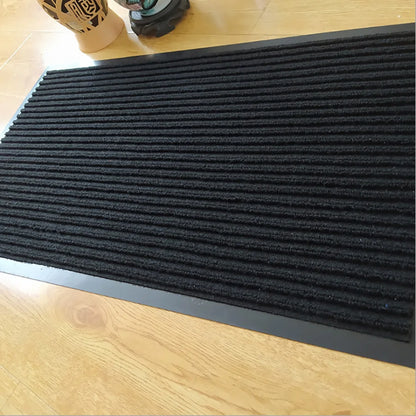 Heavy Striped Floor Door Mats Entryway Welcome Mats Outdoor Indoor Entrance Doormat Waterproof Low Profile Anti-Skid Rubber Back