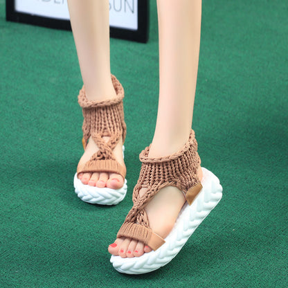 2024 Designer Women Platform Sandals Summer Gladiator Sandals Shoes Thick Heels Ladies White Sandalias Casual