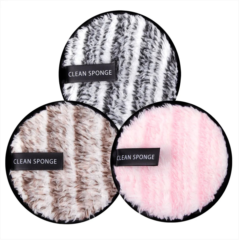 4pcs Reusable Discs Makeup Remover Pads Microfiber Cloth Face Cleansing Towel  Skin Care Washable Sponges Puff Clean Cosmetic