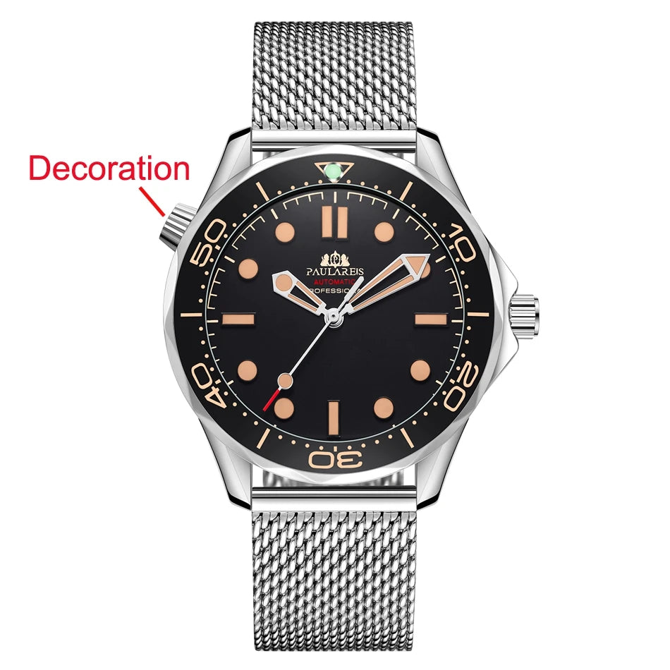 Automatic Watches for Men Self Wind Mechanical Net Stainless Steel Nylon Strap Luxury Men New Limited  Relogio  Reloj Punk