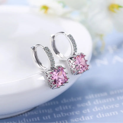 Ekopdee 2022 New Trendy Hoop Earrings For Women Luxury Square Cubic Zirconia Chunky Huggie Earrings Female Bride Wedding Jewelry