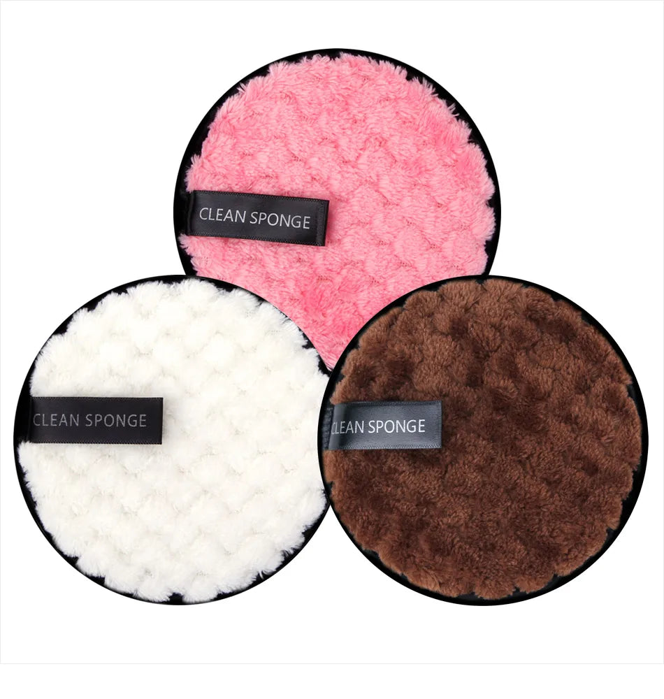 4pcs Reusable Discs Makeup Remover Pads Microfiber Cloth Face Cleansing Towel  Skin Care Washable Sponges Puff Clean Cosmetic