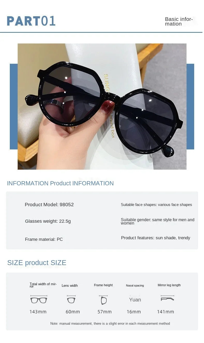 Fashion Style All-match Trend Sunglasses Personalized Round Frame Sunglasses Ins Trend Candy Color Big Frame Sunglasses