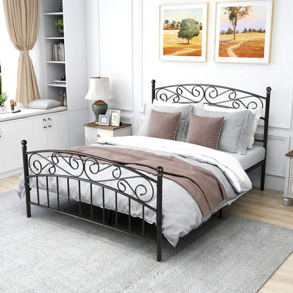 Queen  Size 2022 New Metal Bed Frame Platform Mattress Foundation with Headboard and Footboard for Bedroom Furniture