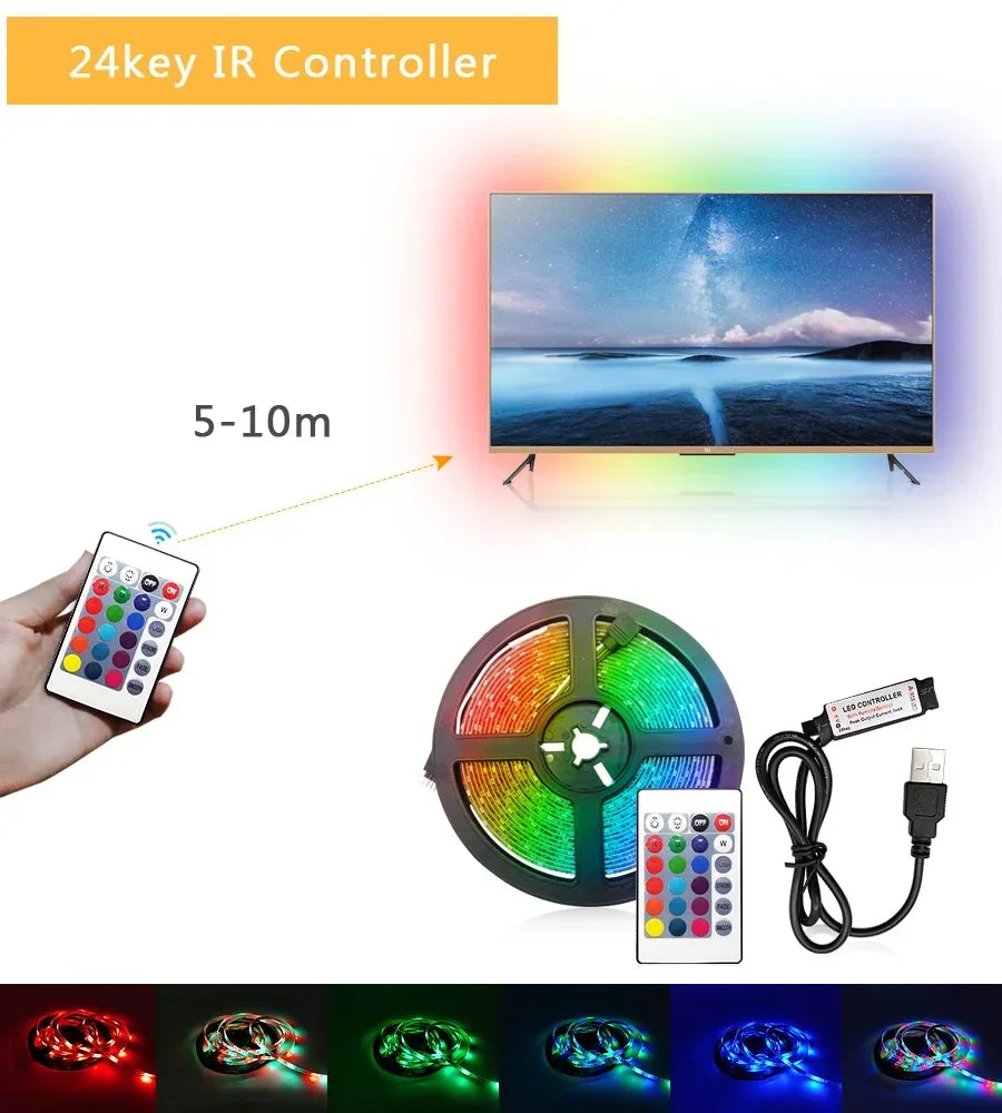 RGB LED Strip Light 5050 Bluetooth APP IR Remote Control USB 1M 2M 3M 4M 5M 10M 15M 20M 25M 30M Festival Deco Backlight For Home