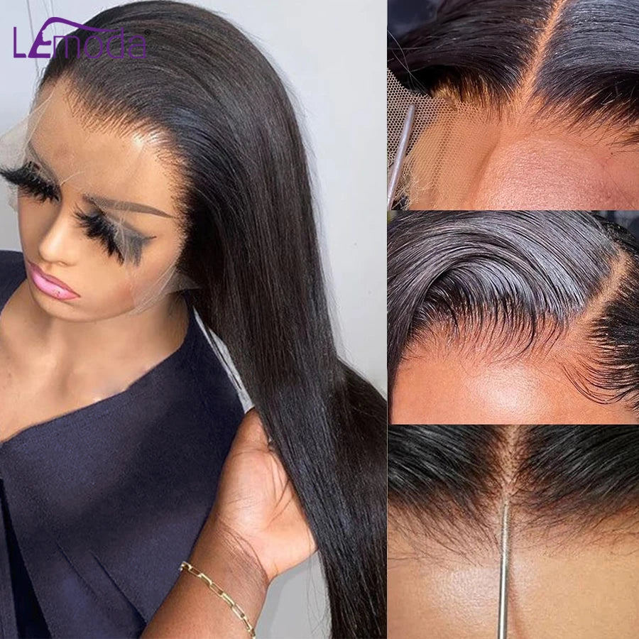 SKINLIKE Real HD Lace Wig 13x6 HD Lace Frontal Wig Straight Hair Pre plucked  250 Density 13x4 Lace Wig Virgin Human Hair Lemoda