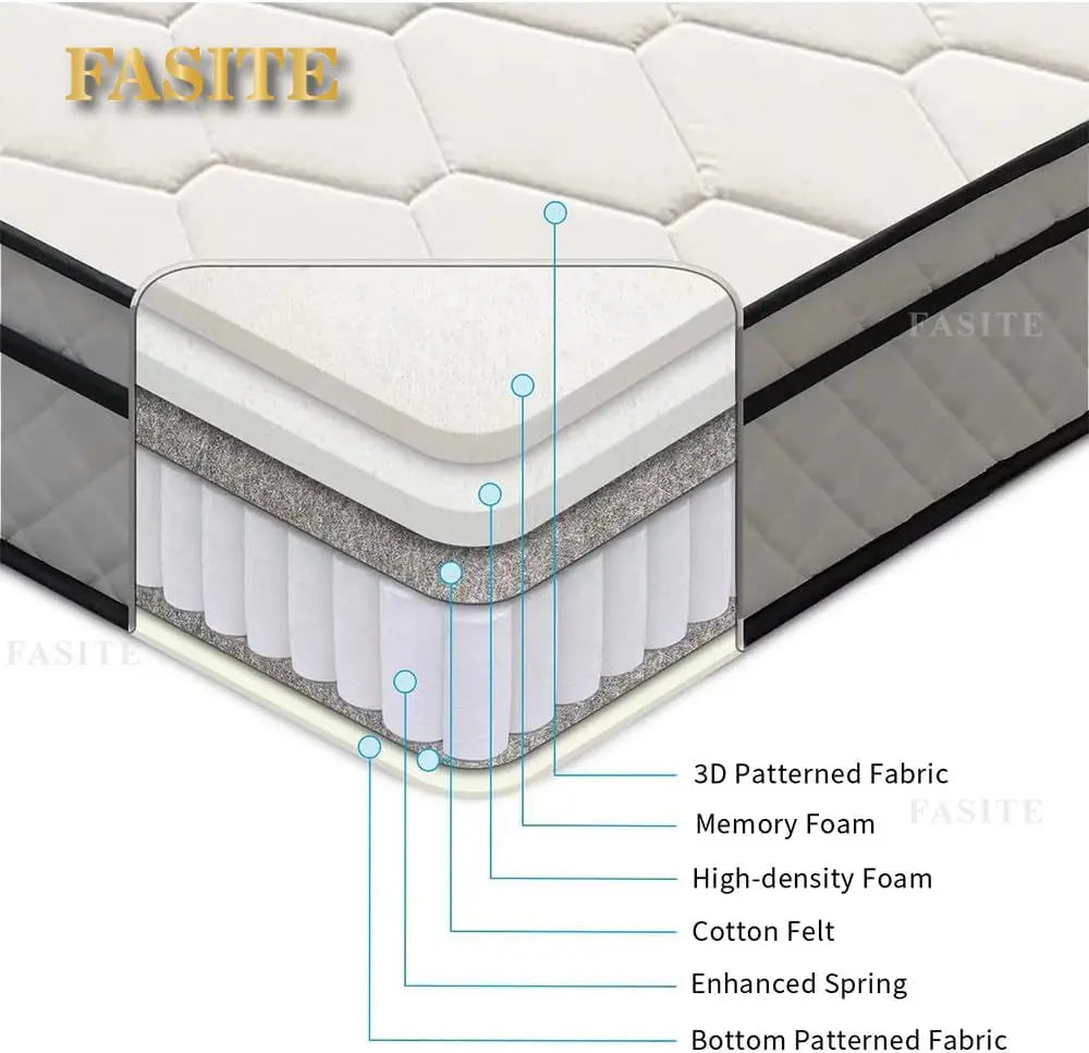 Medium Firm Memory Foam Mattress Full Size White Furniture Home Queen Hybrid Mattress 10 Inch Innerspring Folding Mat Matress