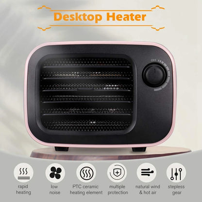 Portable Electric Space Heater Mini Desk Heater Personal Mini Heater Hot Air Portable Electric Ceramic Heat(EU Plug)