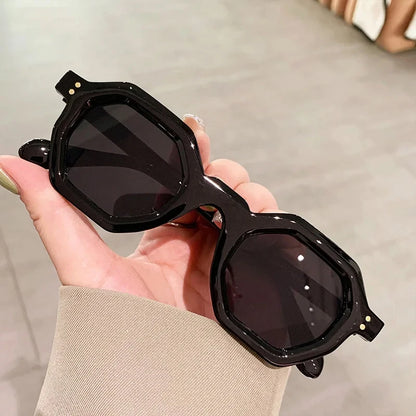 LNFCXI Fashion Small  Polygon Square Women Sunglasses Retro Rivets Men Shades UV400 Trending Outdoor Sports Sun Glasses