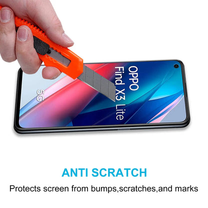 Screen Protector For OPPO Find X3 Lite, Tempered Glass  HD High Aluminum  Crysta 9H Transparent Clear Anti Scratch Case Friendly