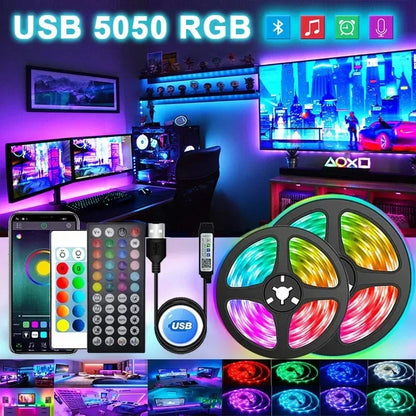 USB LED Strip Lights RGB 5050 Led Light Bluetooth App Control Flexible LED Lamp Ribbon For Room Decor TV BackLight Diode Tape