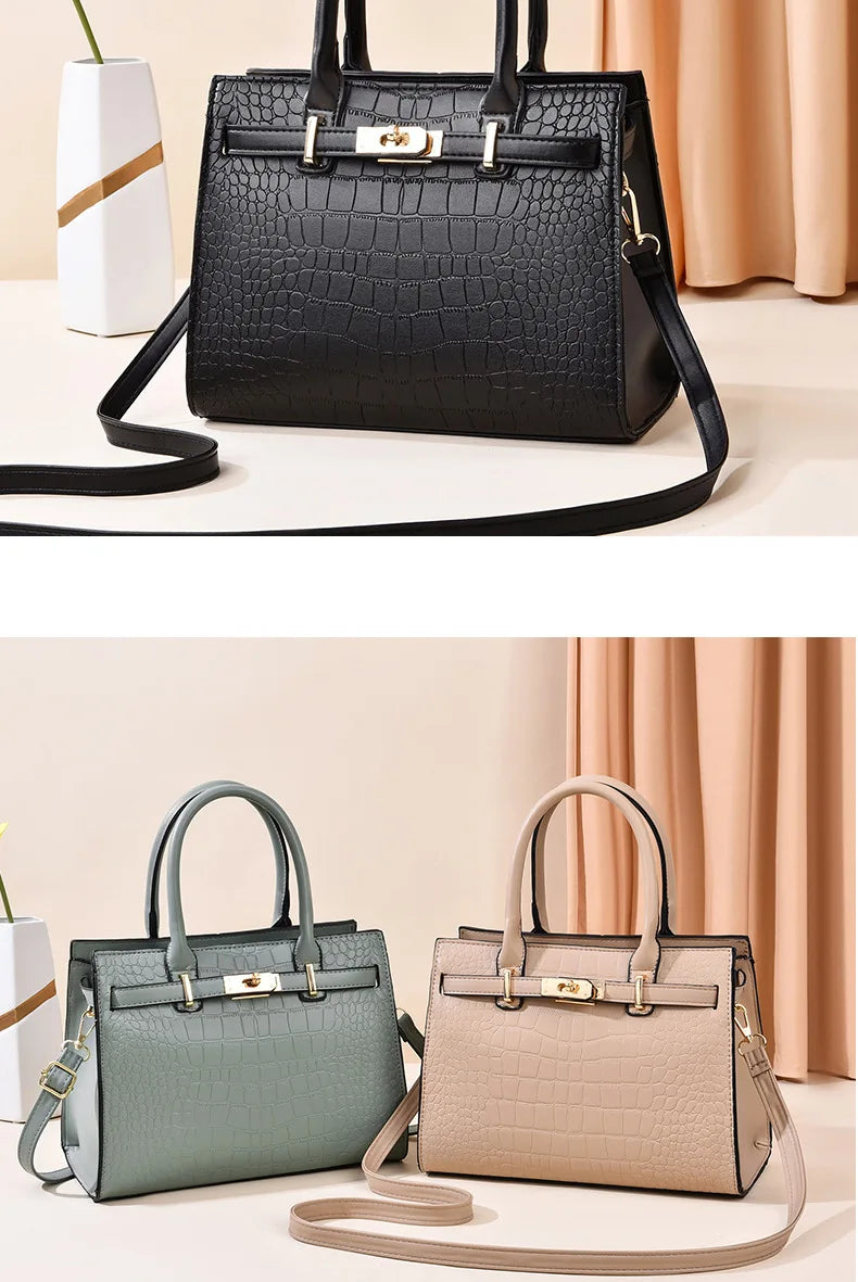 Leather Women Messenger Bags Crocodile Female Crossbody Shoulder Hand Bags for Women 2024 High Quality Ladies Simple Handbags