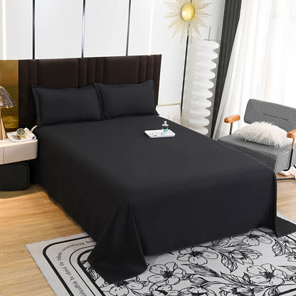 1 PC Black Color Bed Sheet Queen/King Flat Sheet For Adults Skin-Friendly Solid Color Washed Cotton Bed Sheets постельное белье