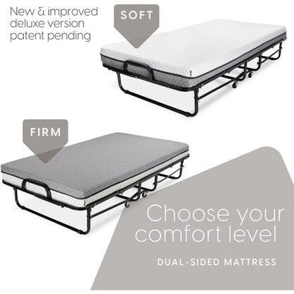 Deluxe Diplomat Folding Bed – with Luxurious Memory Foam Mattress and a Super Strong Sturdy Frame