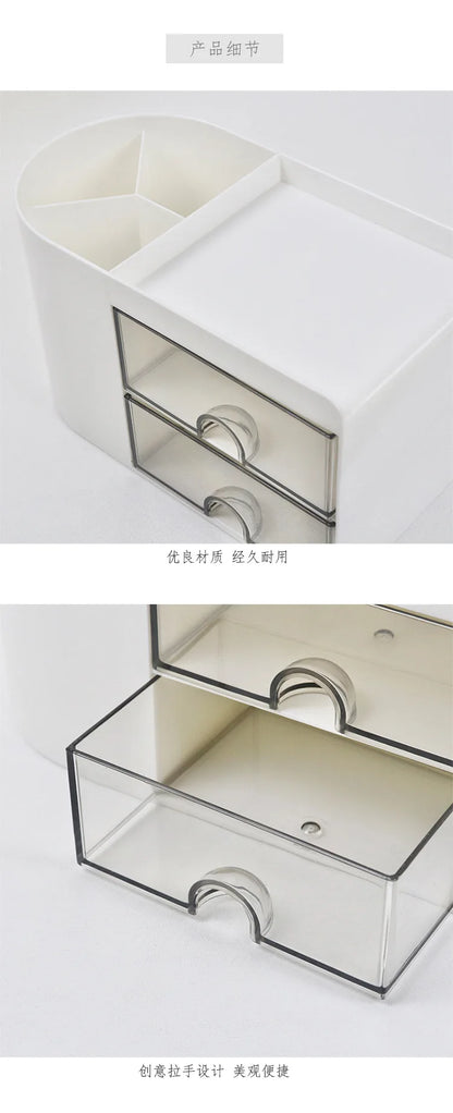 Simple Pen Holder With Drawer Multifunction Desktop Organizer Stationery Storage Box Student Office Desk Decorations