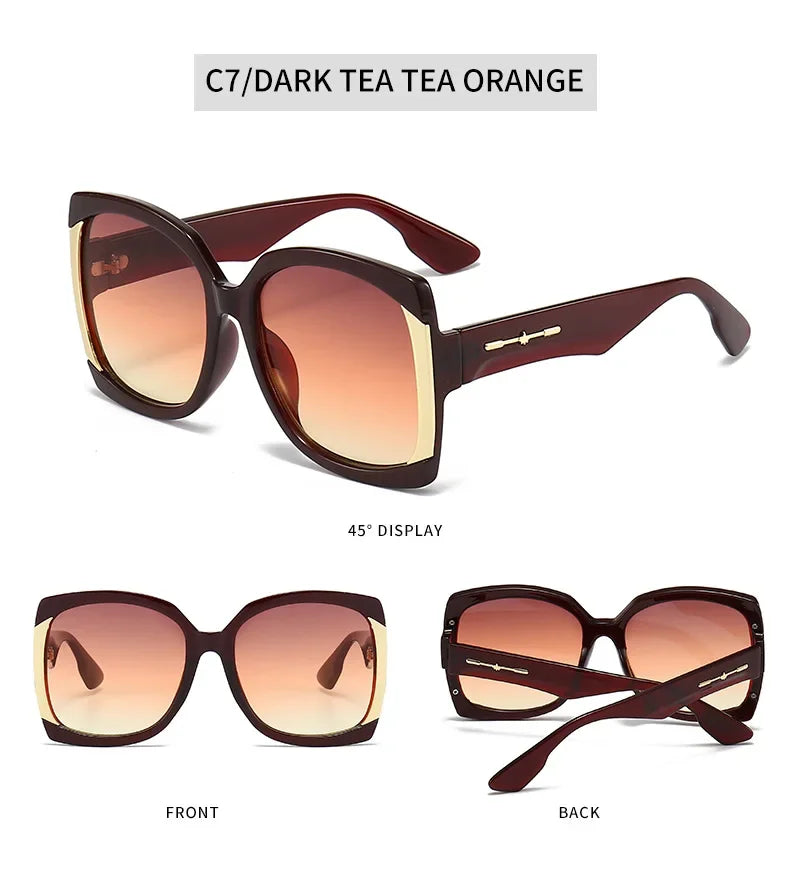 Square Trend Sunglasses New Personality Square Frame Sunglasses Fashion UV Protection Large Frame Sunglasses