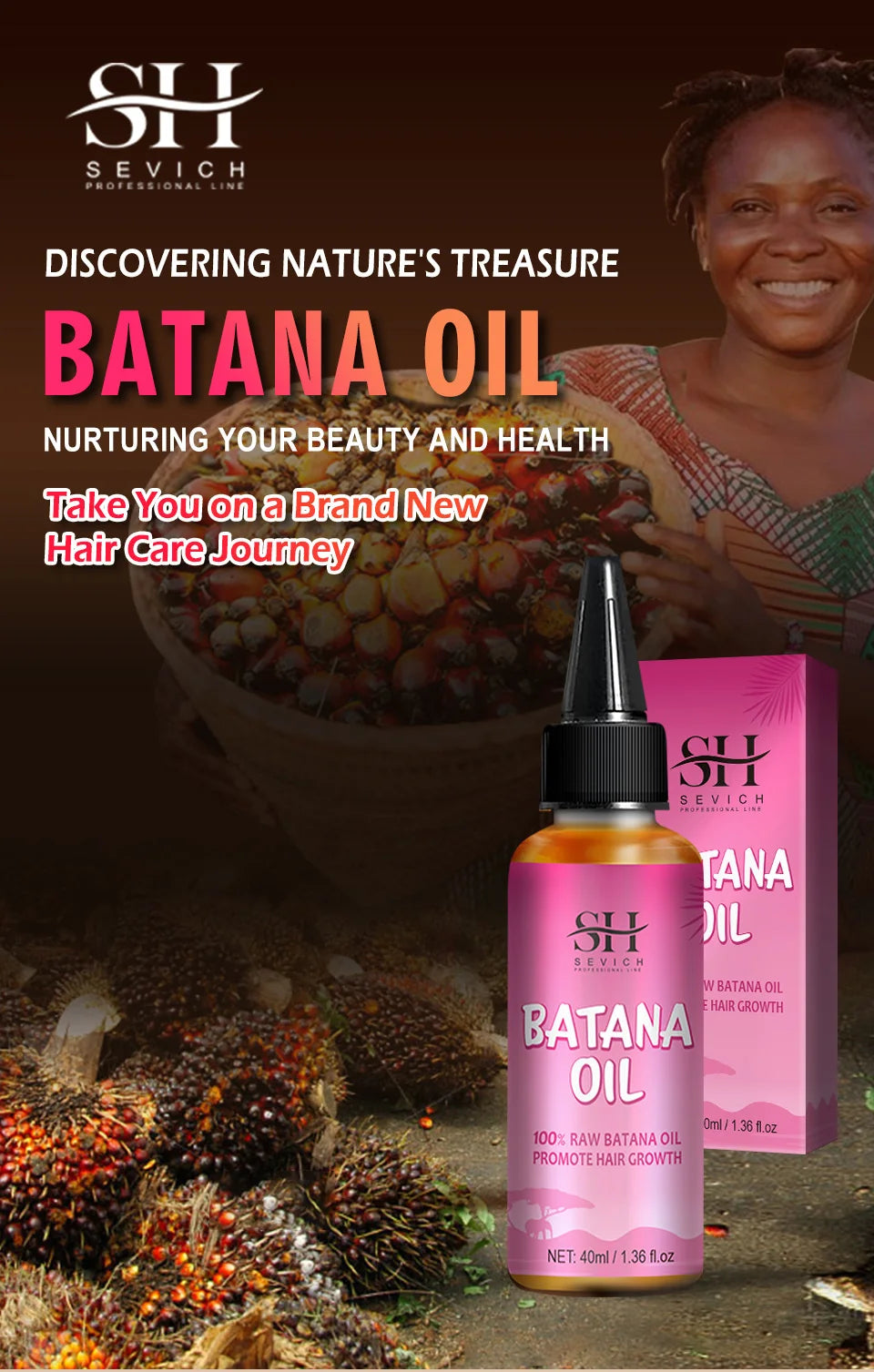 African Batana Oil Baldness Hereditary Postpartum Seborrheic Hair Regrowth Treatment Serum Batana Oil Hair Growth For Men Women