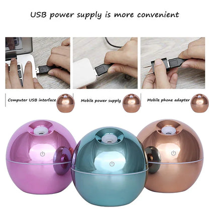 USB Air Humidifier Electric Aroma Essential Oil Diffuser Wood Grain Ultrasonic Cool Mist Maker 7 Color Change LED light Home