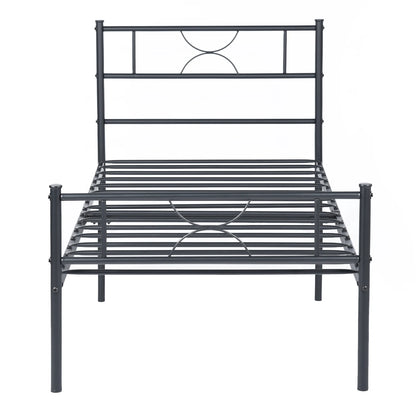 Metal Bed Frame Twin Size with Headboard and Footboard Single Platform Mattress Base,Metal Tube No Box Spring