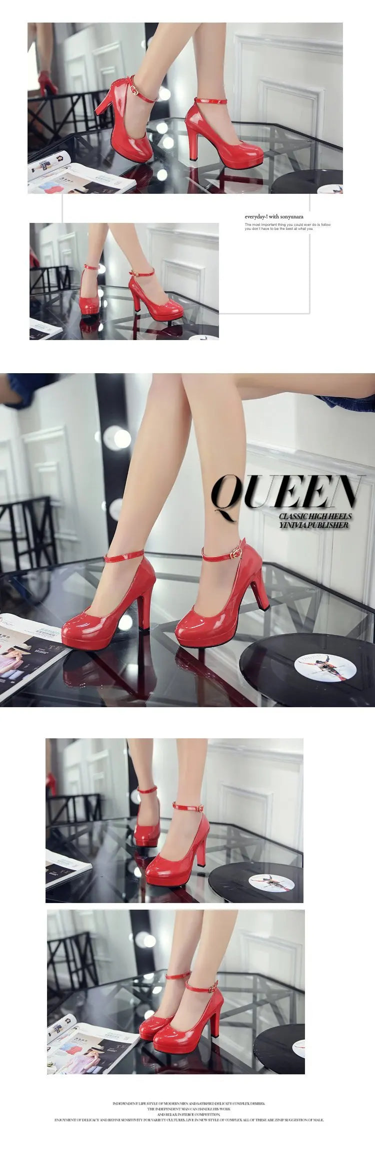 Sexy Ankle Strap 9CM High Heels Patent Leather Round Toe High Heels Female Platform Summer Shoes Women Pumps Platform Sandals