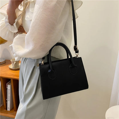 Minimalist Black Small Square Abg, All-Match Top Handle Purse, Classic Shoulder Bag For Work