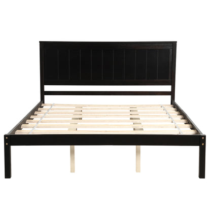 Twin/Full/Queen Platform Bed Frame with Headboard  Wood Slat Support Bedroom Furniture