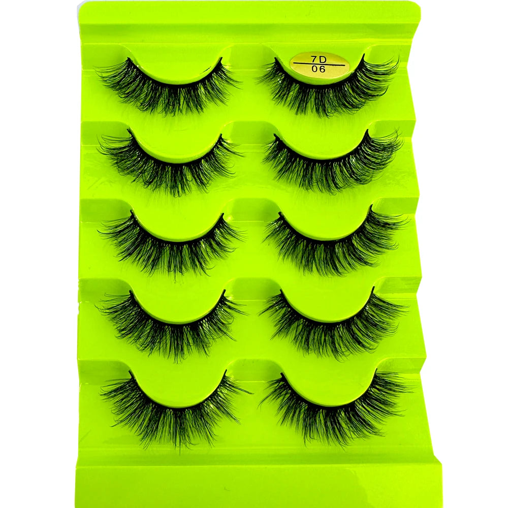 Cat eye Eyelashes 3D Natural False Lashes D Curl Fluffy Soft Cross 5 pairs Manga Lashes Wispy Natural Eyelash Extension Makeup