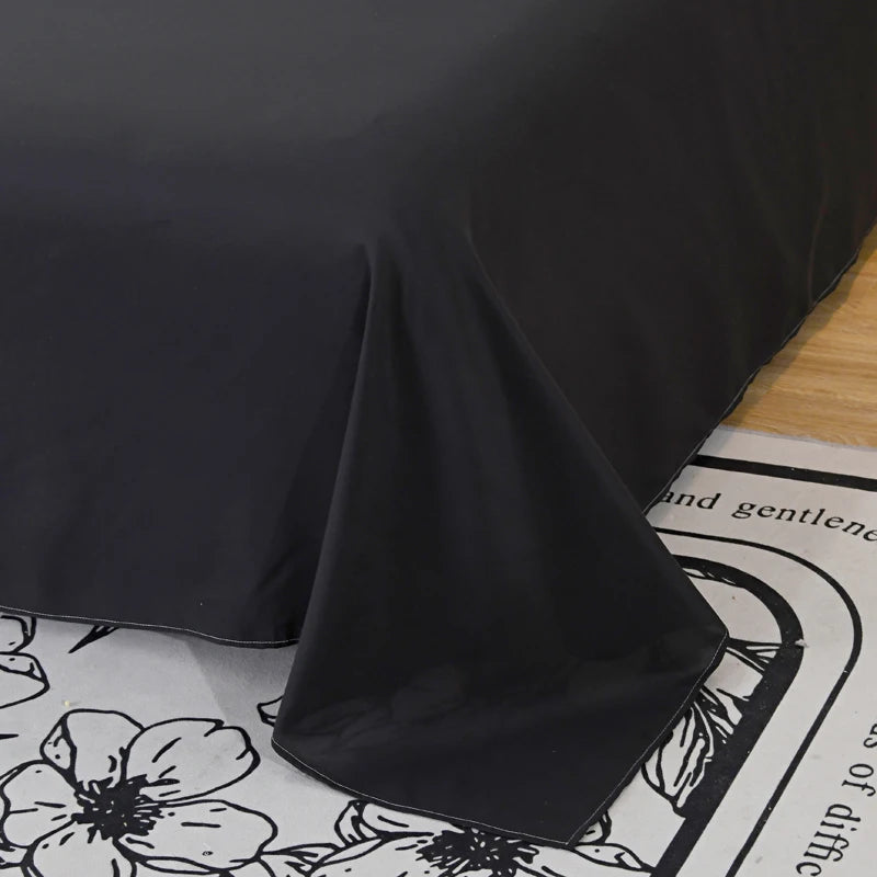 1 PC Black Color Bed Sheet Queen/King Flat Sheet For Adults Skin-Friendly Solid Color Washed Cotton Bed Sheets постельное белье