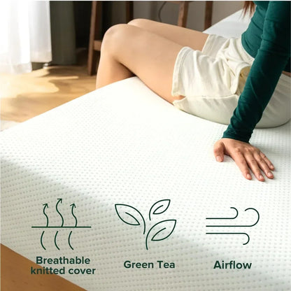 6 Inch Green Tea Memory Foam Mattress King Size Bed Patented Custom Contour Support CertiPUR-US Certified Mattresses Matress