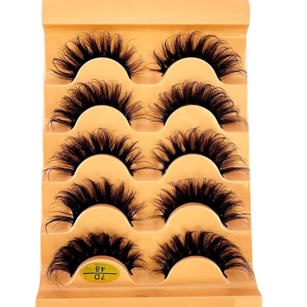 Cat eye Eyelashes 3D Natural False Lashes D Curl Fluffy Soft Cross 5 pairs Manga Lashes Wispy Natural Eyelash Extension Makeup