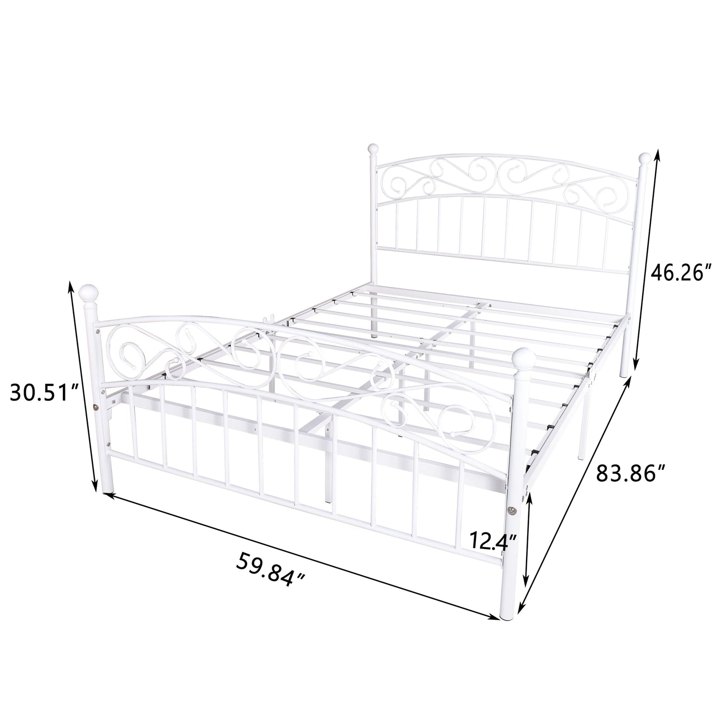 Queen  Size 2022 New Metal Bed Frame Platform Mattress Foundation with Headboard and Footboard for Bedroom Furniture