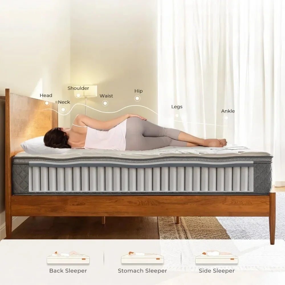 Queen Mattress - 12 Inch Queen Bed Mattress in a Box King Size Bed Mattresses Matress Mattresses for Sleeping Twin Full Bedroom