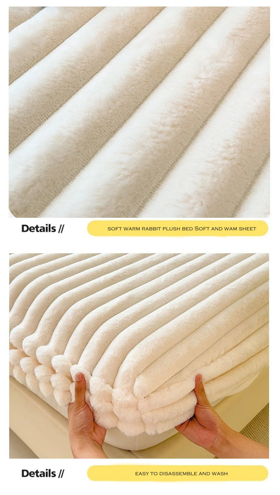 WOSTAR Fluffy rabbit plush elastic fitted sheet mattress protector cover warm winter coral fleece luxury double bed bedsheet 150